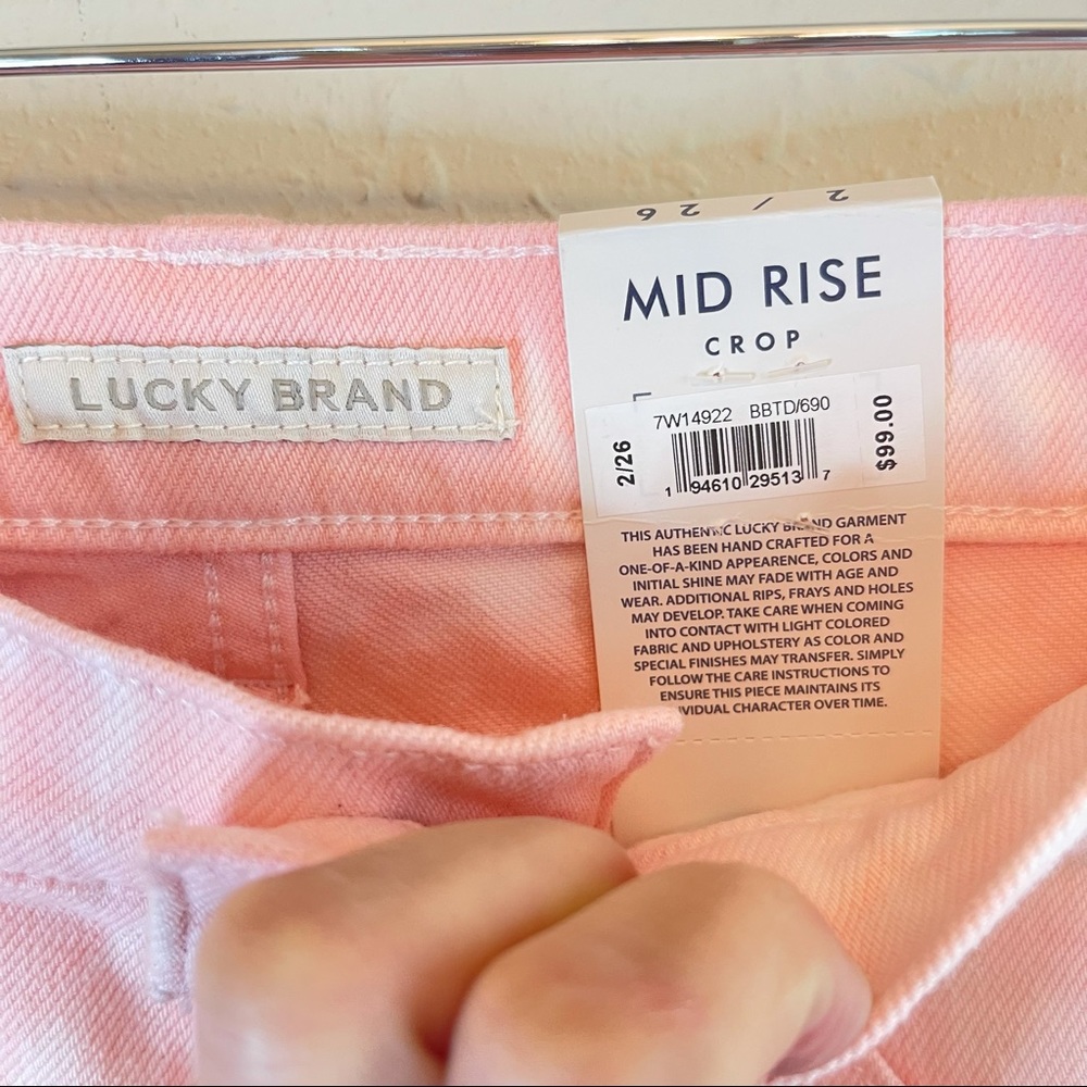 Lucky Brand Tie Dye Pink White Women’s Crop Skinny Jeans Size 10 NWT - Picture 6 of 9